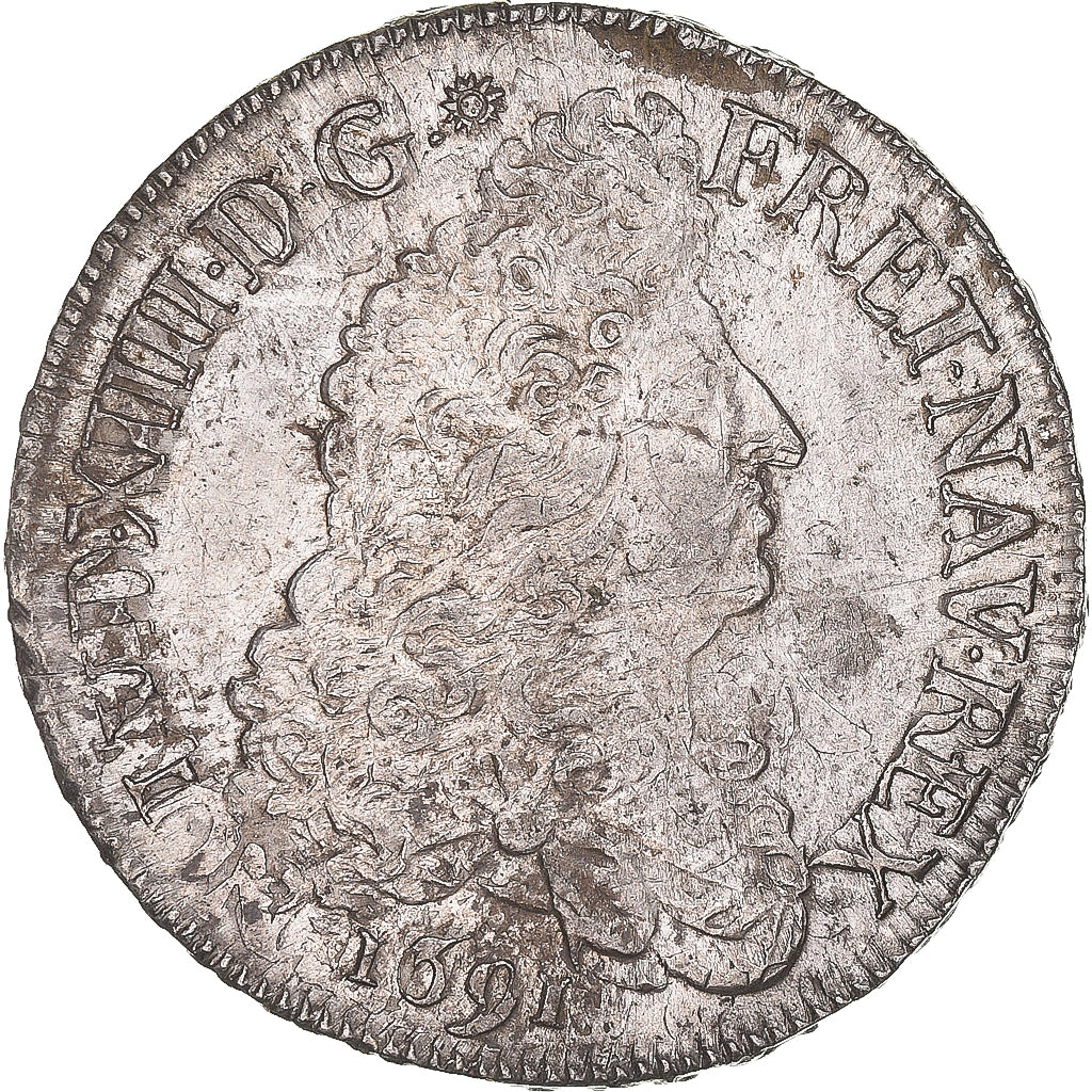 Münze, Frankreich, Louis XIV, Écu aux 8 L, Ecu, 1691, Rennes, réformé, SS