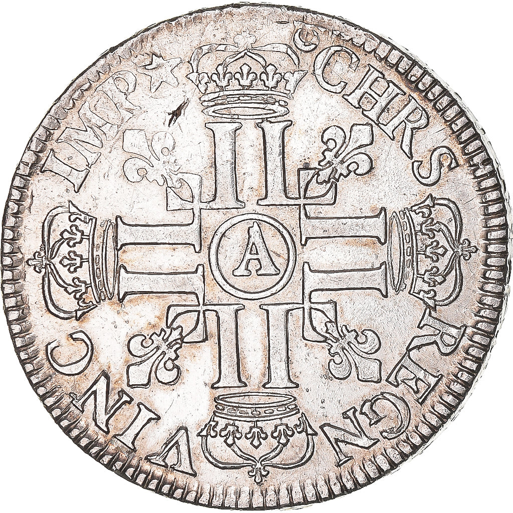 Coin, France, Louis XIV, Écu aux 8 L, Ecu, 1690, Paris, réformé, AU(50-53)