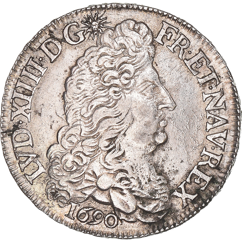 Monnaie, France, Louis XIV, 1/2 Écu aux 8 L, 1/2 Ecu, 1690, La Rochelle