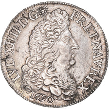 Monnaie, France, Louis XIV, 1/2 Écu aux 8 L, 1/2 Ecu, 1690, La Rochelle