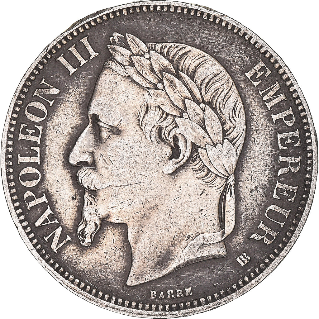 Coin, France, Napoleon III, 5 Francs, 1869, Strasbourg, EF(40-45), Silver