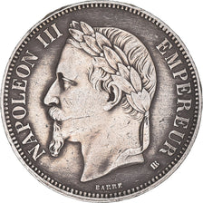 Coin, France, Napoleon III, 5 Francs, 1869, Strasbourg, EF(40-45), Silver