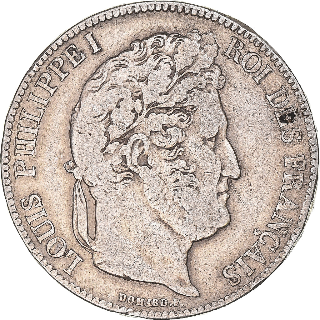 Coin, France, Louis-Philippe, 5 Francs, 1837, Paris, VF(30-35), Silver