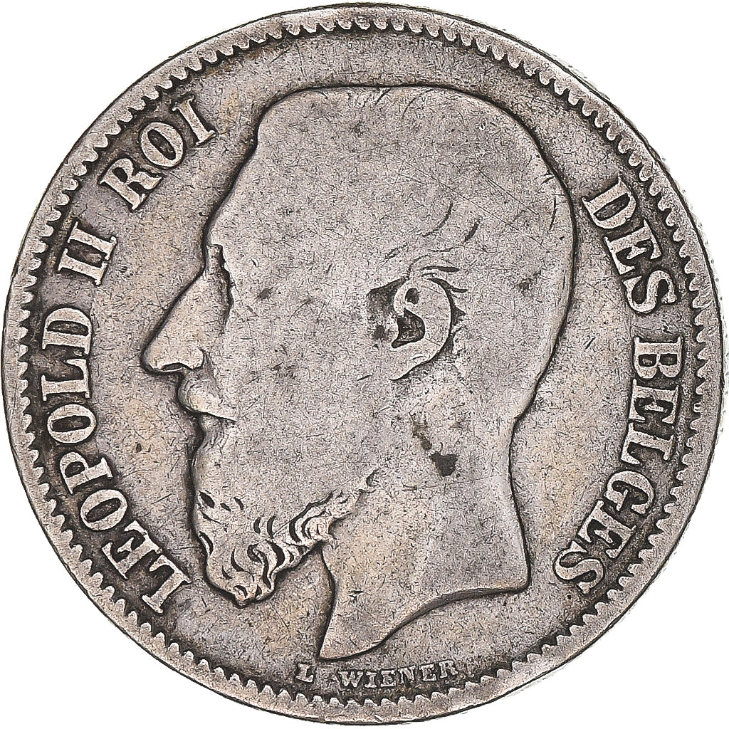 Coin, Belgium, Leopold II, 2 Francs, 2 Frank, 1887, F(12-15), Silver, KM:30.1