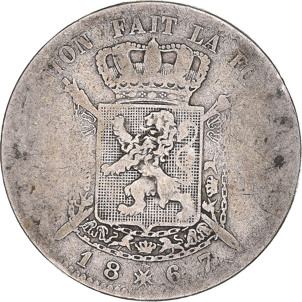 Coin, Belgium, Leopold II, 2 Francs, 2 Frank, 1887, F(12-15), Silver, KM:30.1