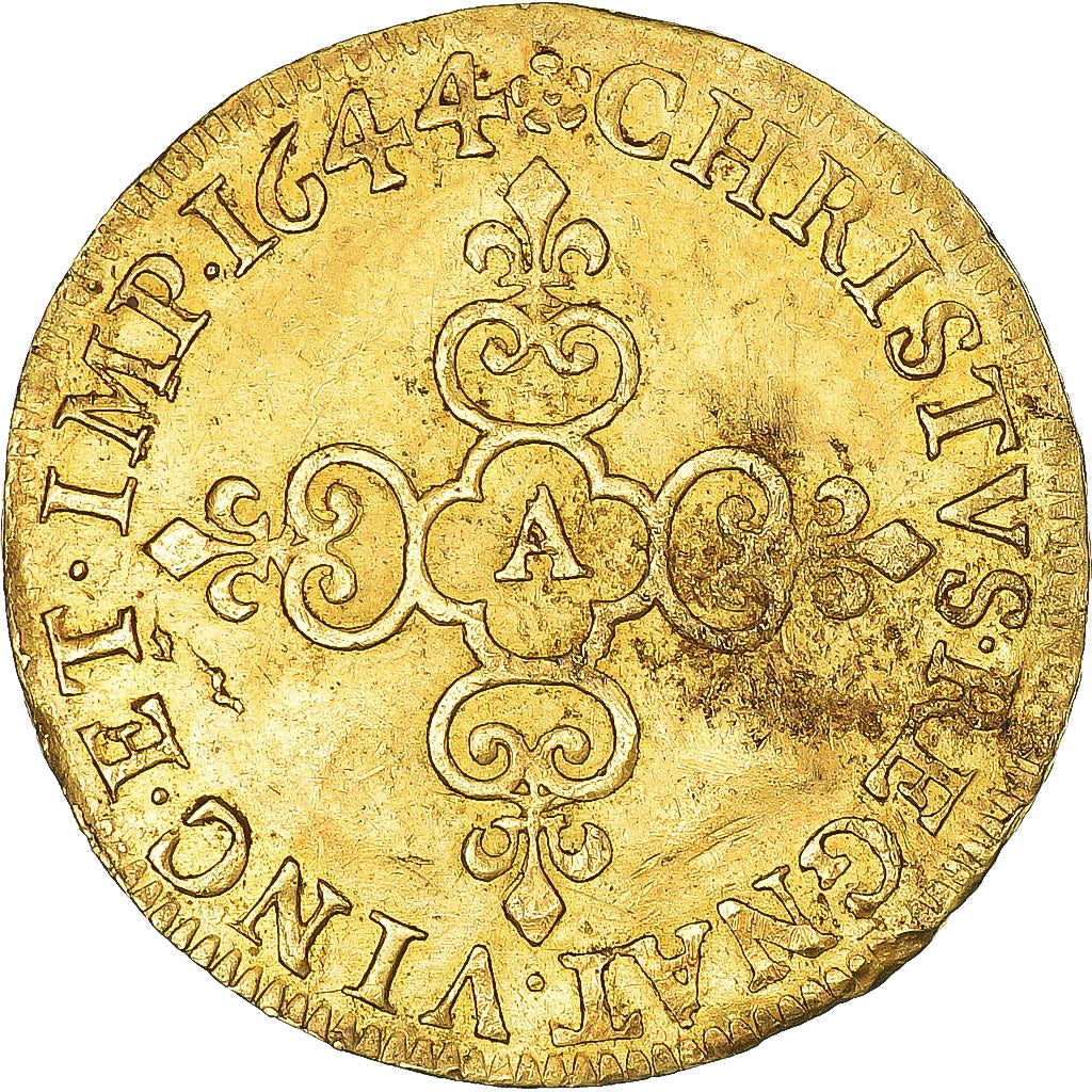 Coin, France, Louis XIV, Ecu d'or, 1644, Paris, EF(40-45), Gold, KM:146.1