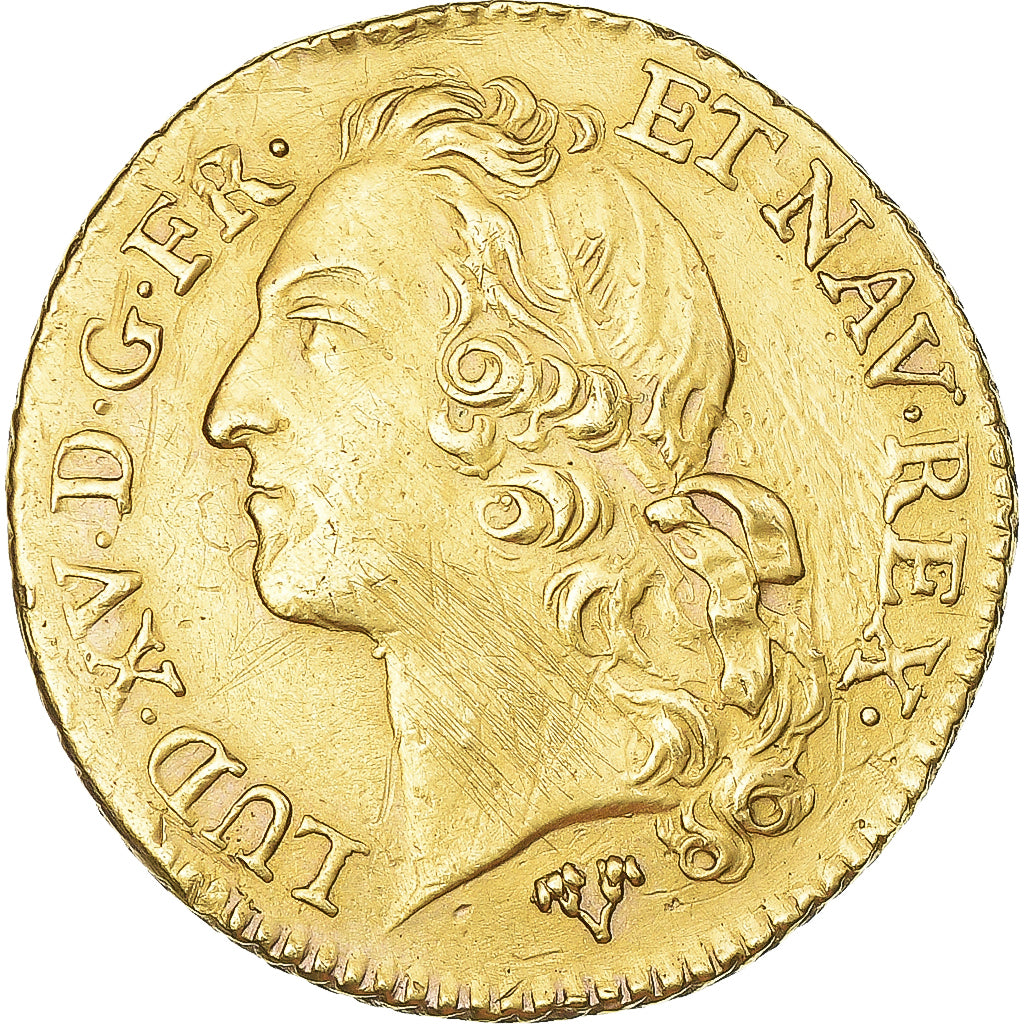 Coin, France, Louis XV, Louis d'or au bandeau, Louis d'Or, 1747, Poitiers, Rare