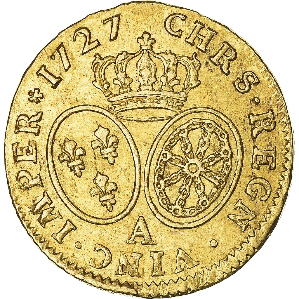Coin, France, Louis XV, Louis d'or aux lunettes, Louis d'Or, 1727, Paris