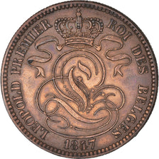 Coin, Belgium, Leopold I, 10 Centimes, 1847/37, Rare, AU(50-53), Copper, KM:2.1
