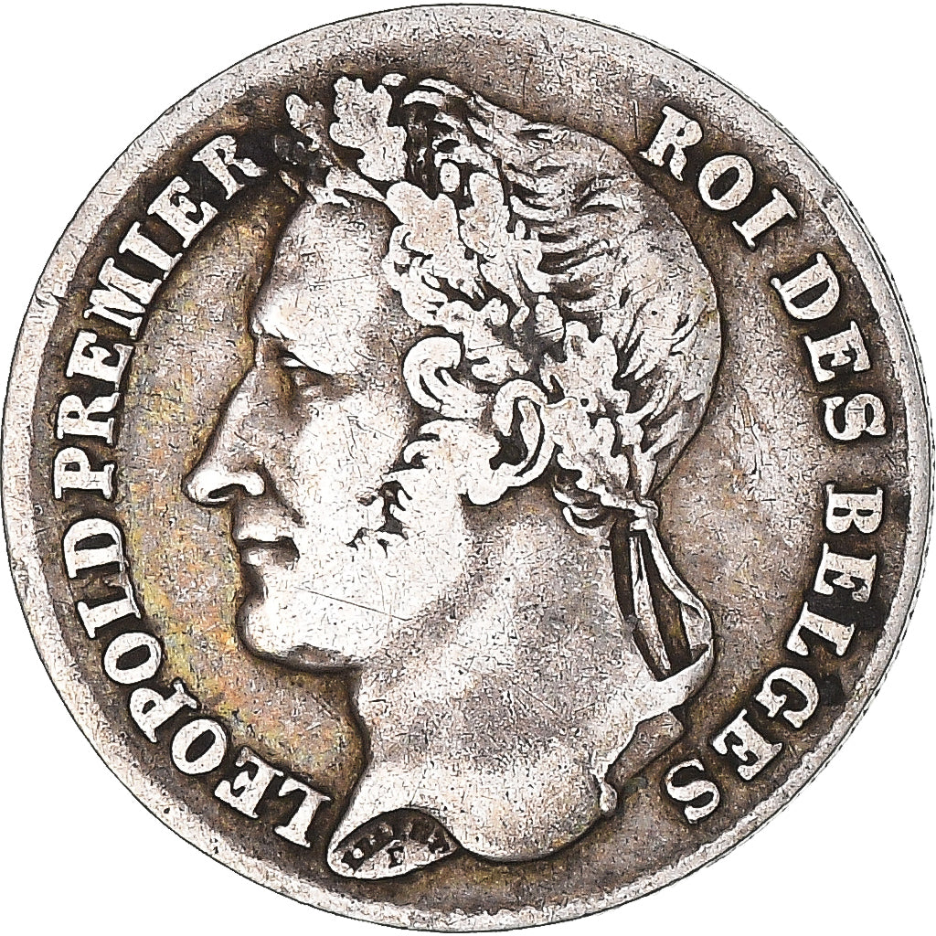 Moneta, Belgia, Leopold I, 1/4 Franc, 1844, VF(30-35), Srebro, KM:8