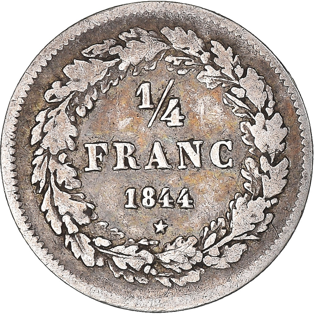 Moneta, Belgia, Leopold I, 1/4 Franc, 1844, VF(30-35), Srebro, KM:8