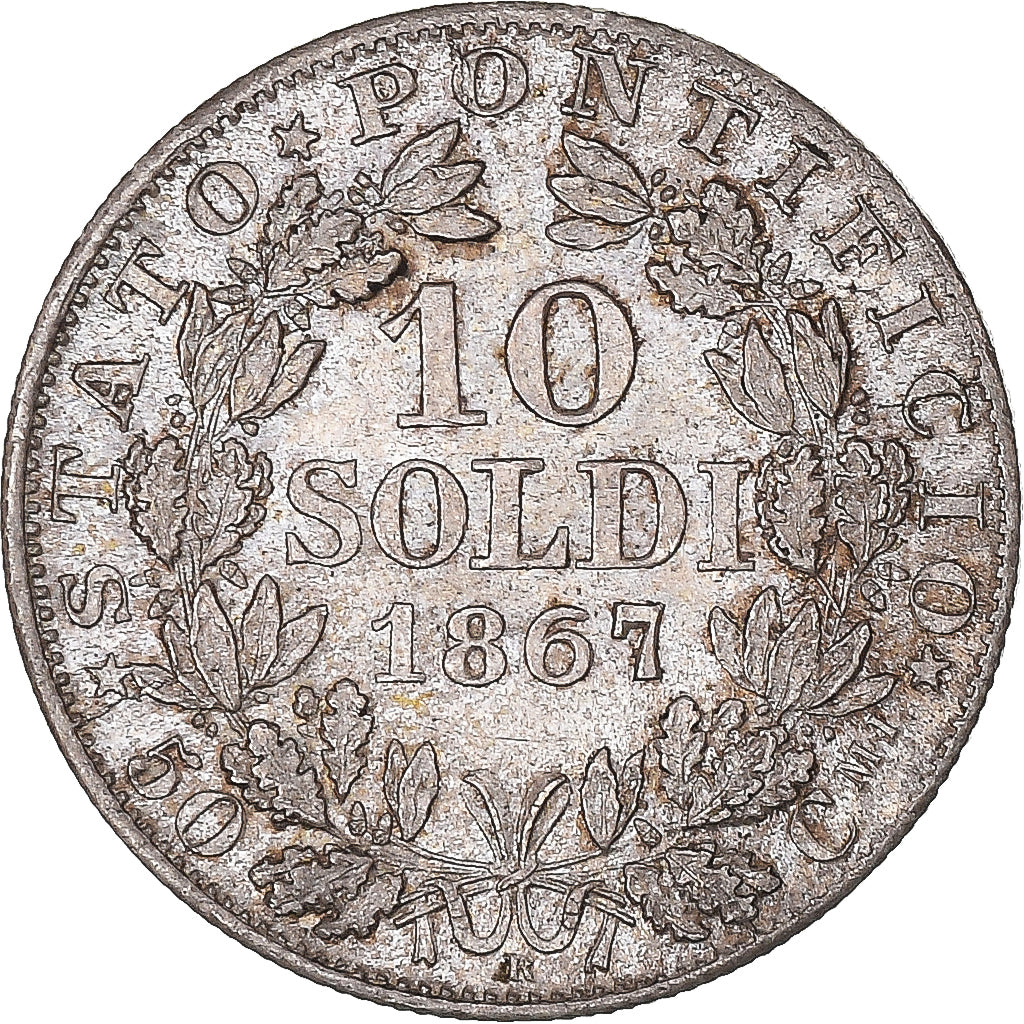Coin, ITALIAN STATES, PAPAL STATES, Pius IX, 10 Soldi, 50 Centesimi, 1867, Rome