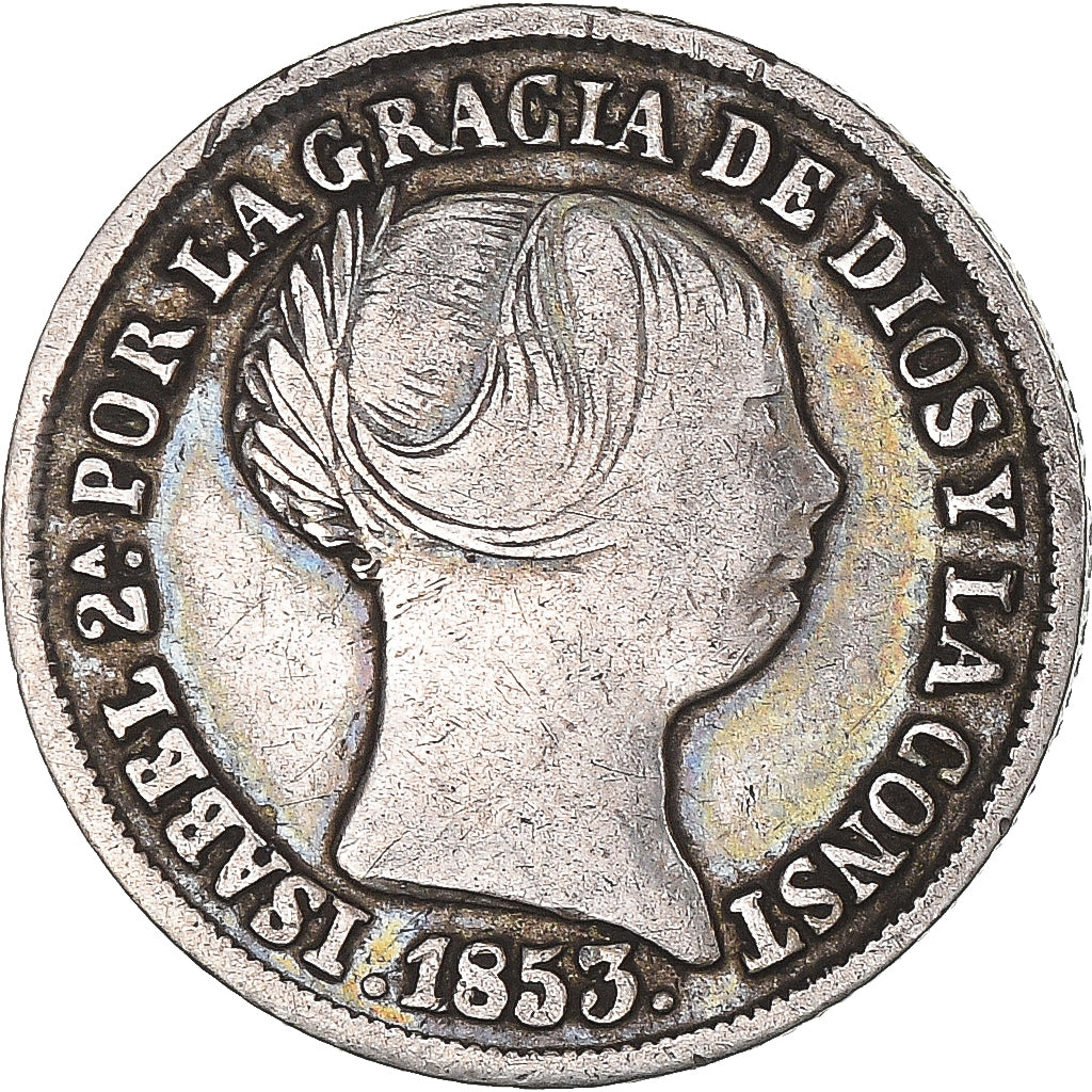 Coin, Spain, Isabel II, 2 Reales, 1853, EF(40-45), Silver, KM:599.3