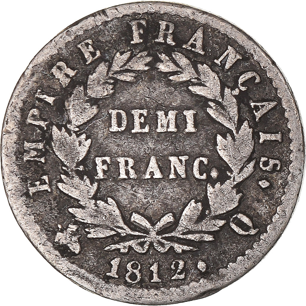 Monnaie, France, Napoléon I, 1/2 Franc, 1812, Perpignan, TB, Argent