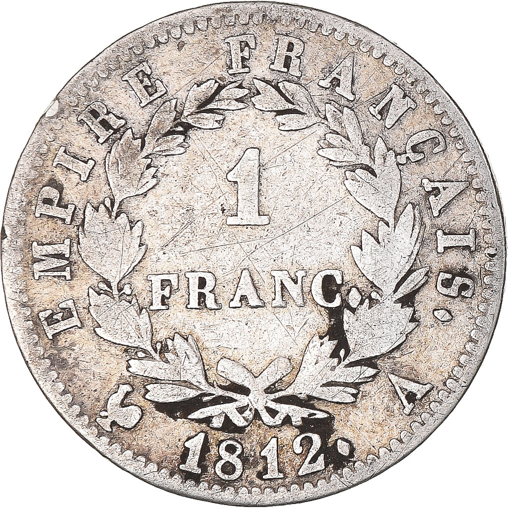 Coin, France, Napoléon I, Franc, 1812, Paris, VF(20-25), Silver, KM:692.1
