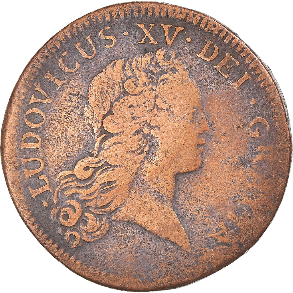 Munten, Frankrijk, Louis XV, Sol au buste enfantin, Sol, 1719, Rouen, FR, Koper