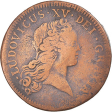 Munten, Frankrijk, Louis XV, Sol au buste enfantin, Sol, 1719, Rouen, FR, Koper