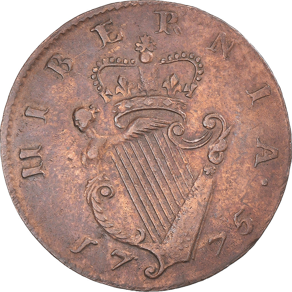 Coin, Great Britain, George III, Farthing, 1775, EF(40-45), Copper, KM:602