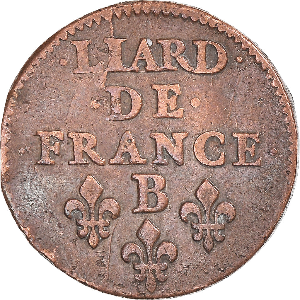 Moneda, Francia, Louis XIV, Liard de France au buste juvénile, deuxième type