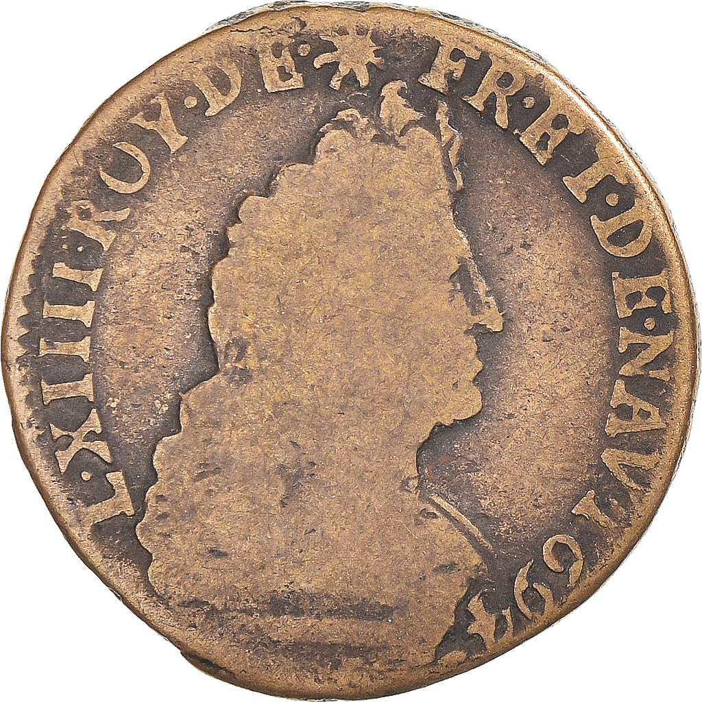 Münze, Frankreich, Louis XIV, Liard de France au buste âgé, troisième type