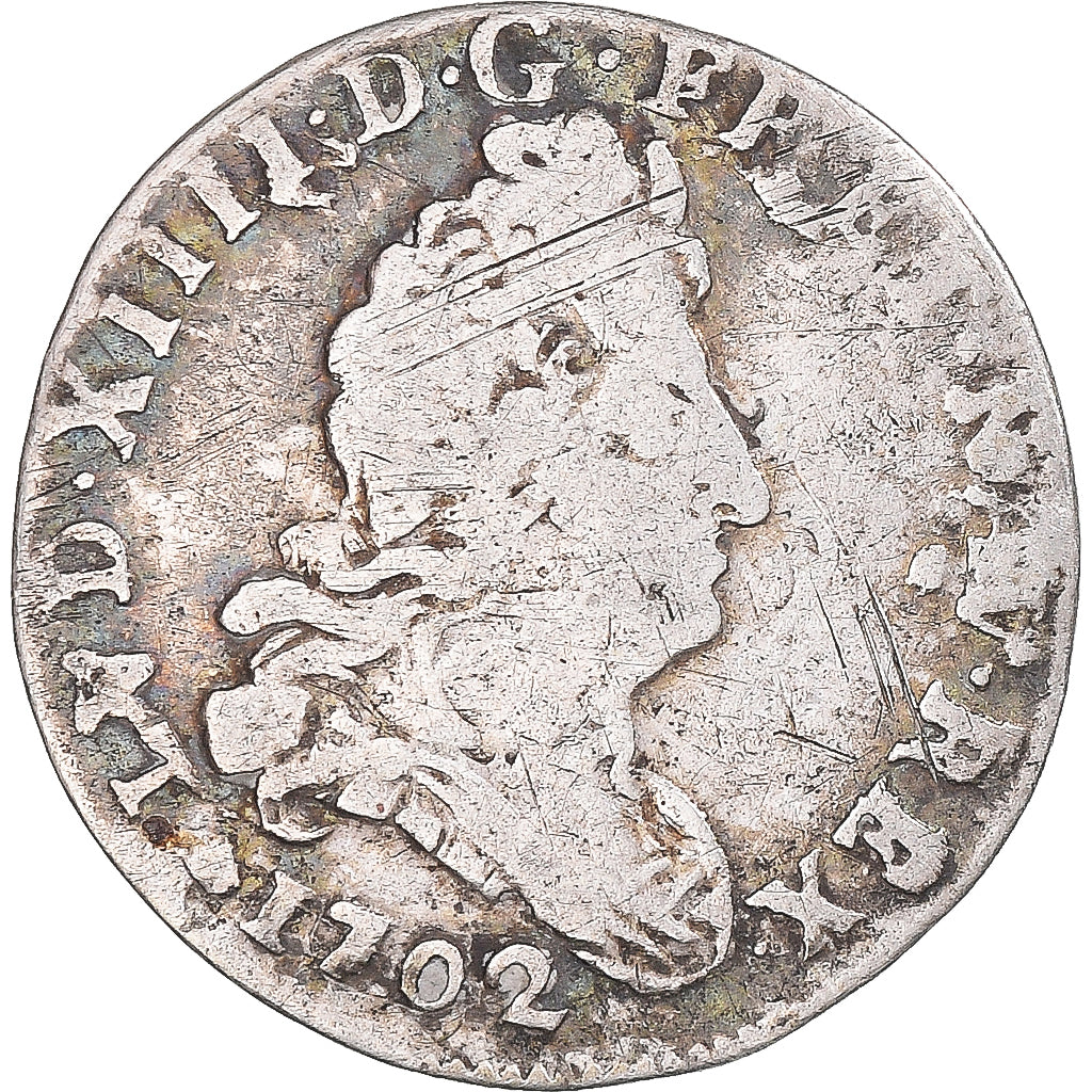 Münze, Frankreich, Louis XIV, 5 Sols aux insignes, 5 Sols, 1/16 ECU, 1702