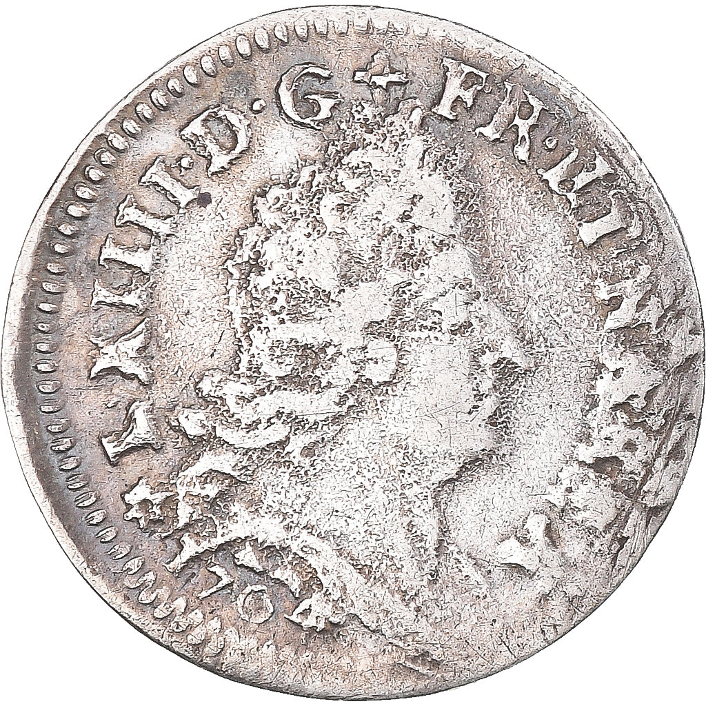 Münze, Frankreich, Louis XIV, 5 Sols aux insignes, 5 Sols, 1/16 ECU, 1704