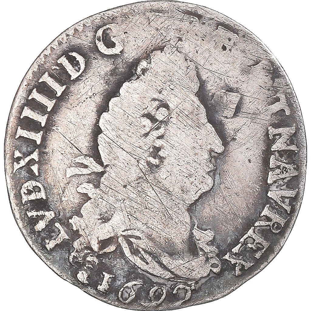 Coin, France, Louis XIV, 4 Sols aux 2 L, 4 Sols 2 Deniers, 1692, Troyes