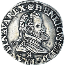 Monnaie, France, Henri IV, 1/2 Franc, 1602, Amiens, Rare, TB+, Argent