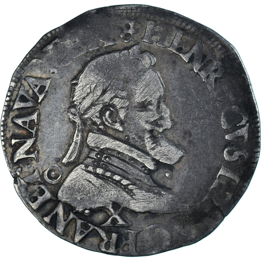 Monnaie, France, Henri IV, 1/2 Franc, 1602, Amiens, Rare, TB+, Argent