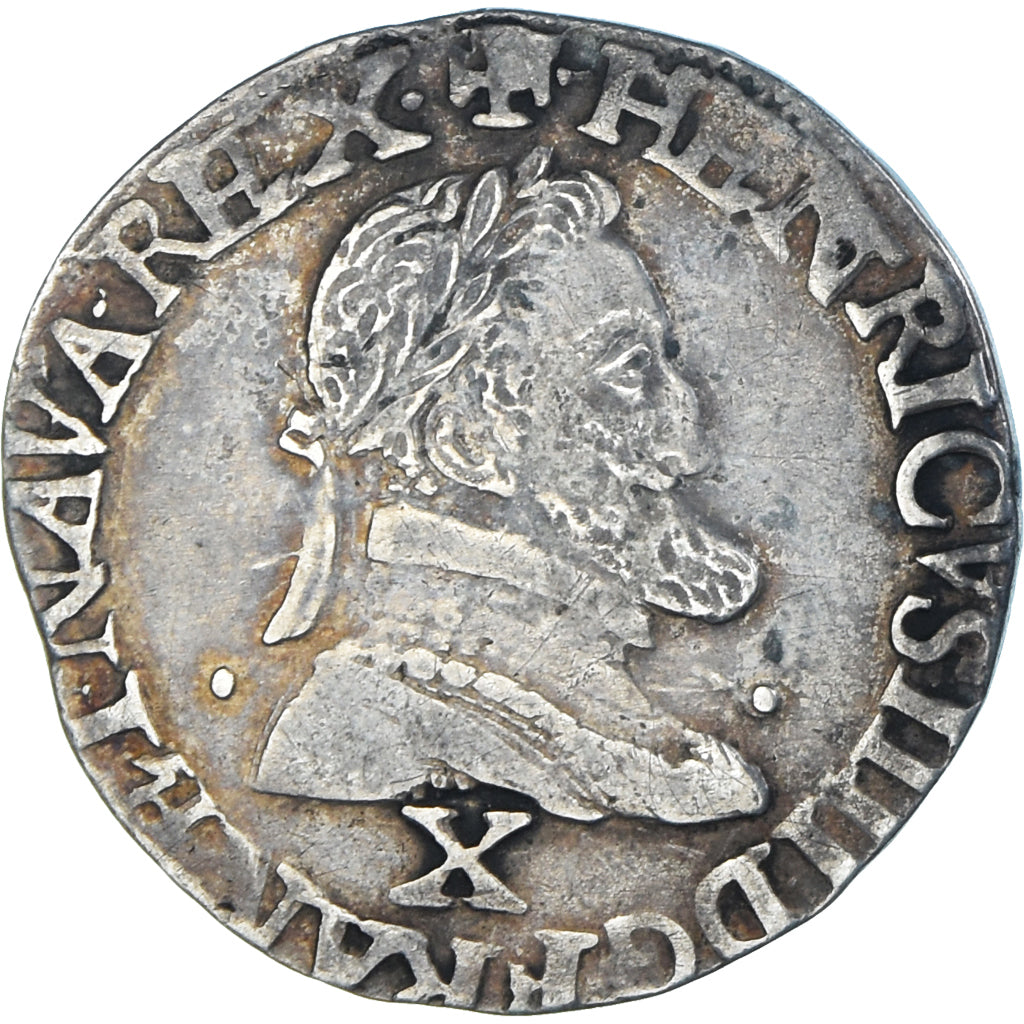 Coin, France, Henri IV, 1/2 Franc, 1597, Amiens, Rare, EF(40-45), Silver