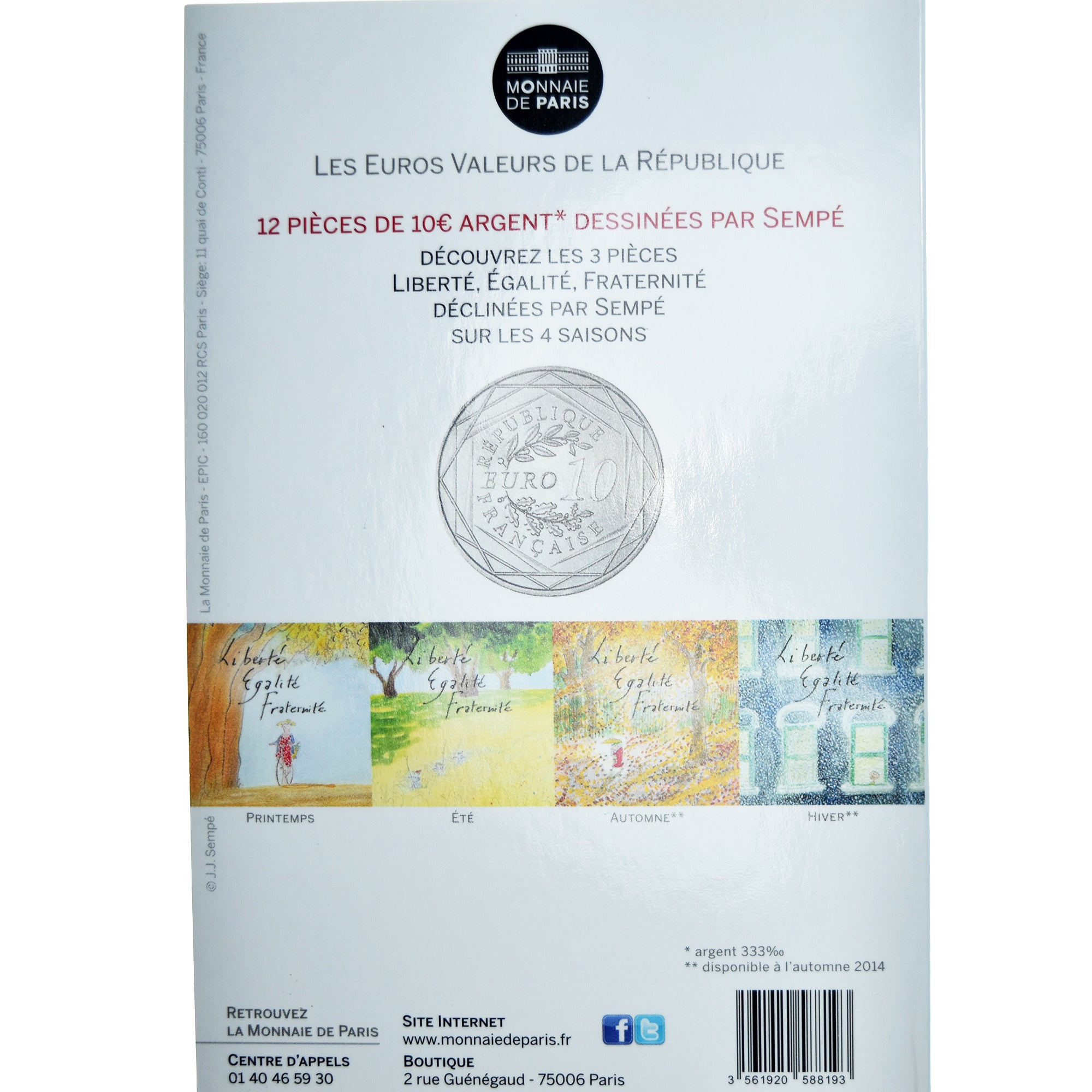 Frankreich, 10 Euro, Monnaie de Paris, Sempé - Printemps - Liberté, 2014