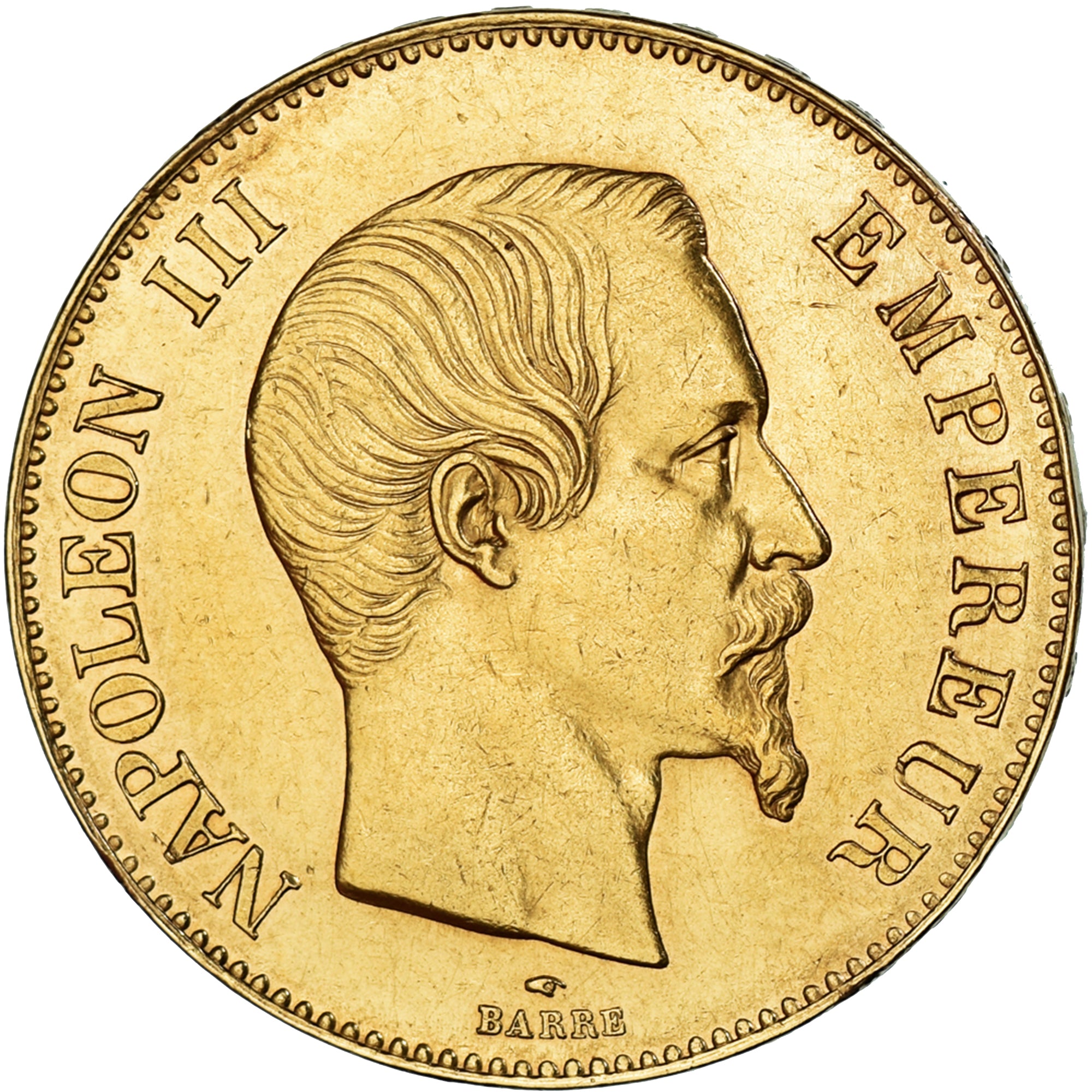 Moneta, Francia, Napoleon III, 100 Francs, 1855, Paris, BB+, Oro, KM:786.1