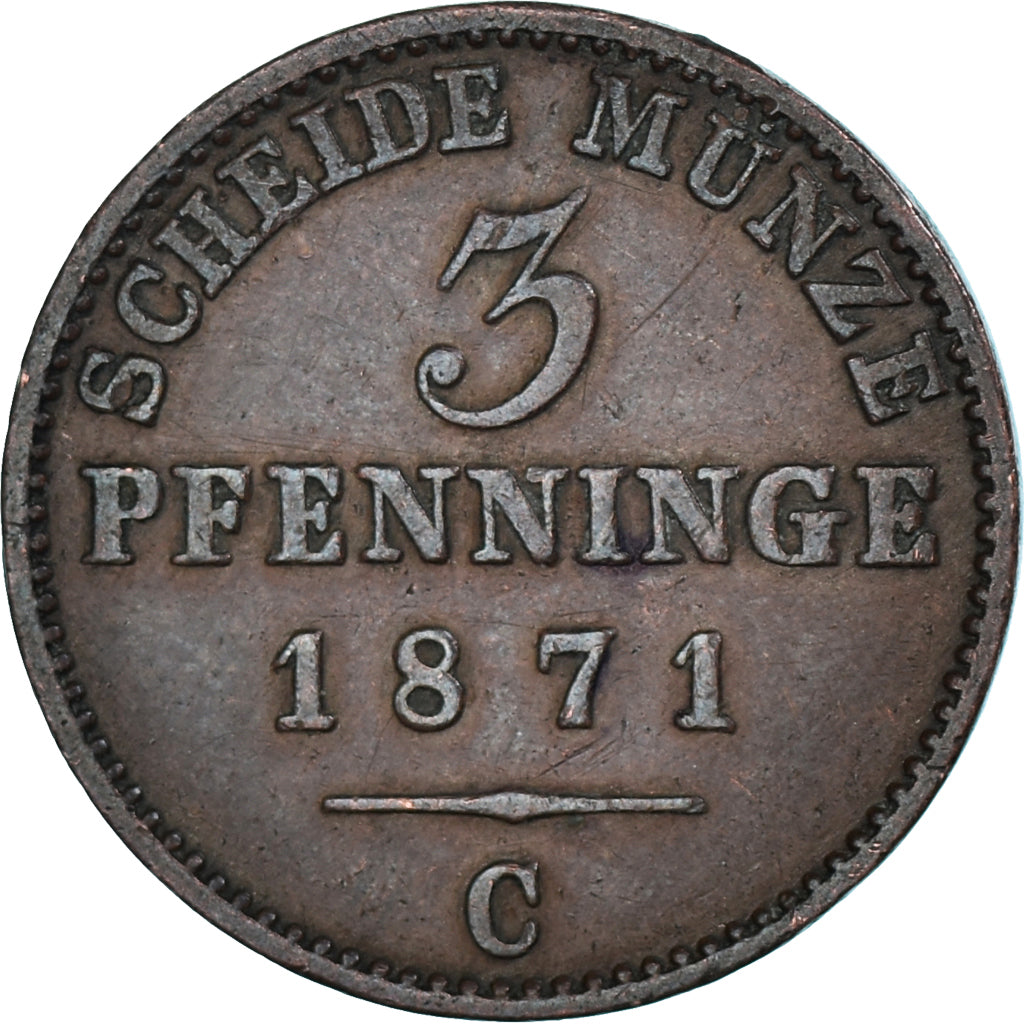 Monnaie, Etats allemands, PRUSSIA, Wilhelm I, 3 Pfennig, 1871, TTB, Cuivre