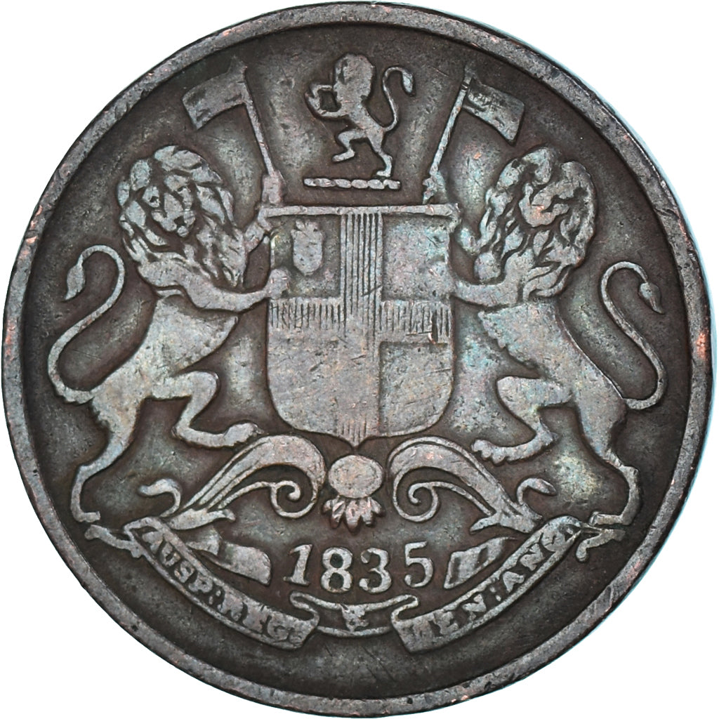 Coin, INDIA-BRITISH, 1/4 Anna, 1835, EF(40-45), Copper, KM:446.2