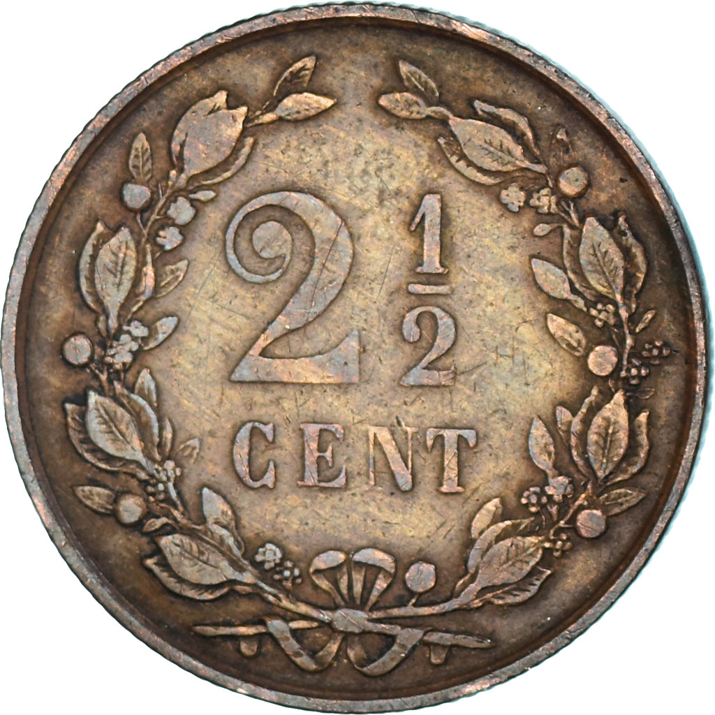 Moeda, Países Baixos, William III, 2-1/2 Cent, 1883, EF(40-45), Bronze