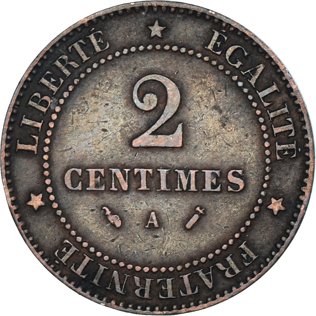 Moneta, Francja, Cérès, 2 Centimes, 1891, Paris, EF(40-45), Brązowy