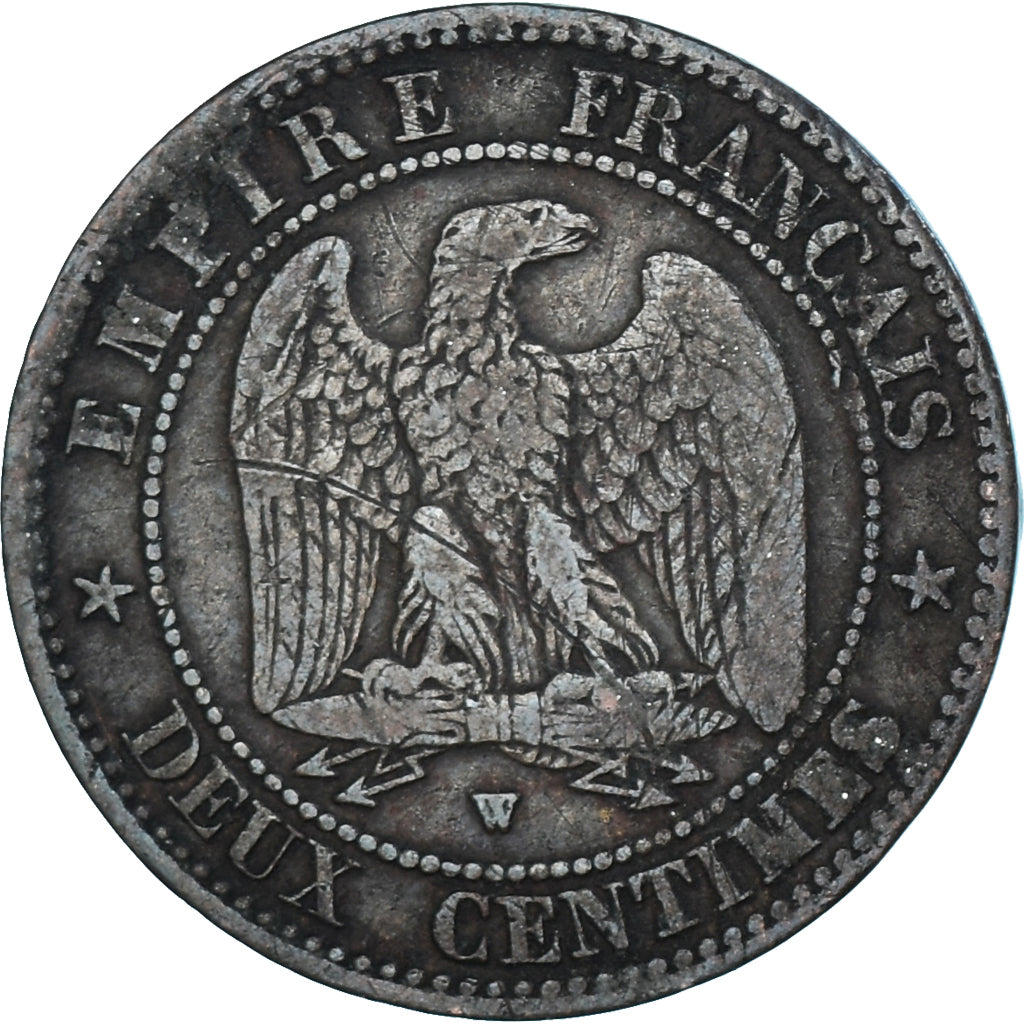Moneda, Francia, Napoleon III, 2 Centimes, 1855, Lille, BC+, Bronce, KM:776.7