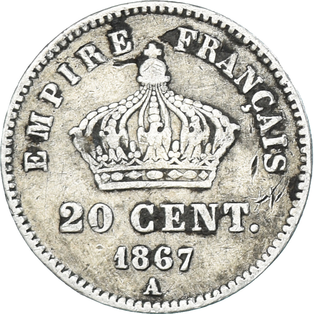Münze, Frankreich, Napoleon III, 20 Centimes, 1867, Paris, S+, Silber