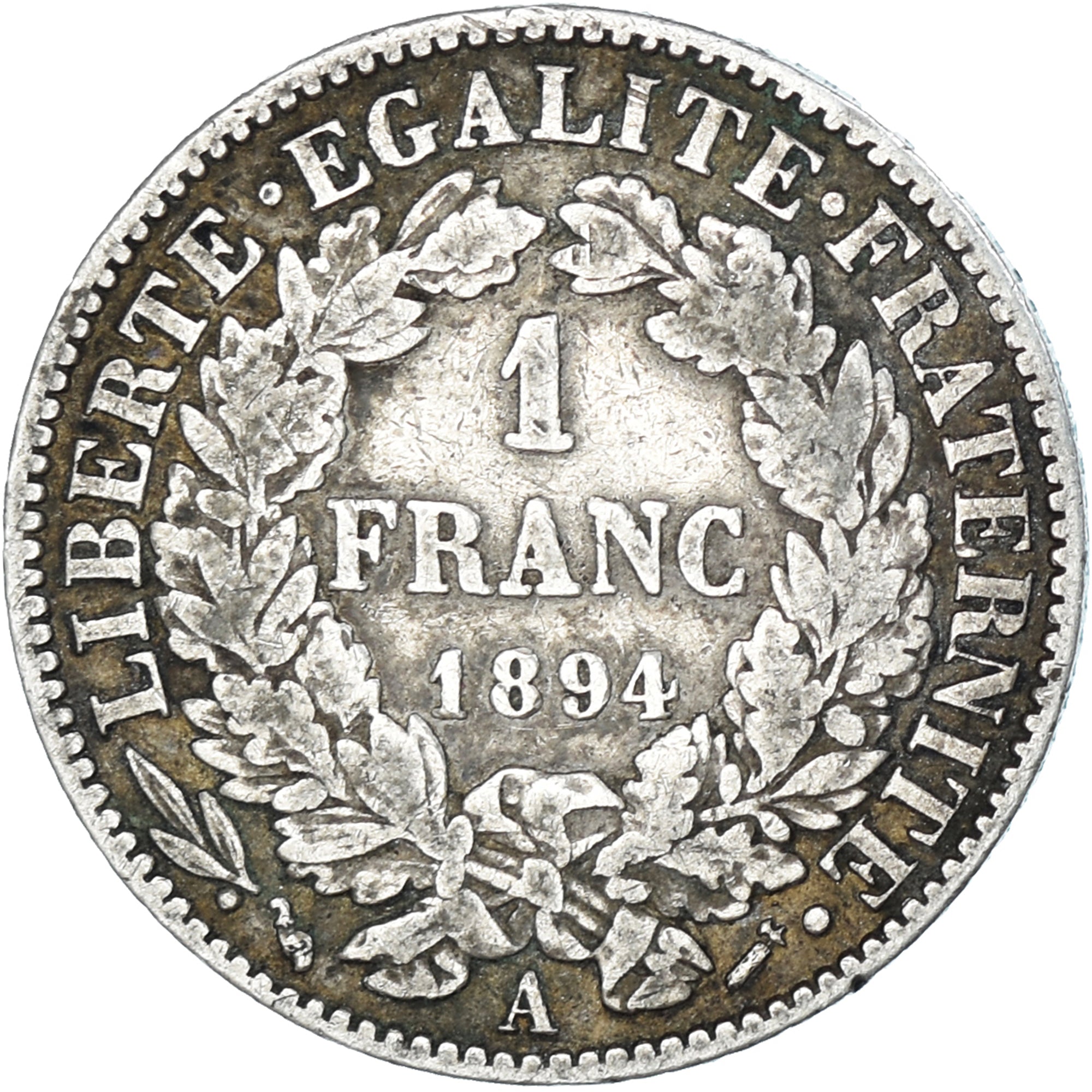 Coin, France, Cérès, Franc, 1894, Paris, VF(30-35), Silver, KM:822.1