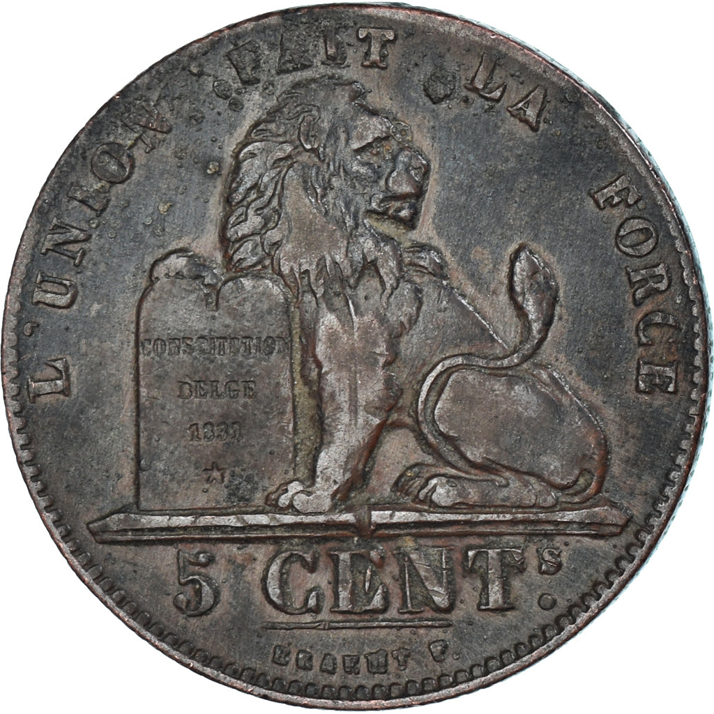 Coin, Belgium, Leopold I, 5 Centimes, 1850, VF(30-35), Copper, KM:5.1