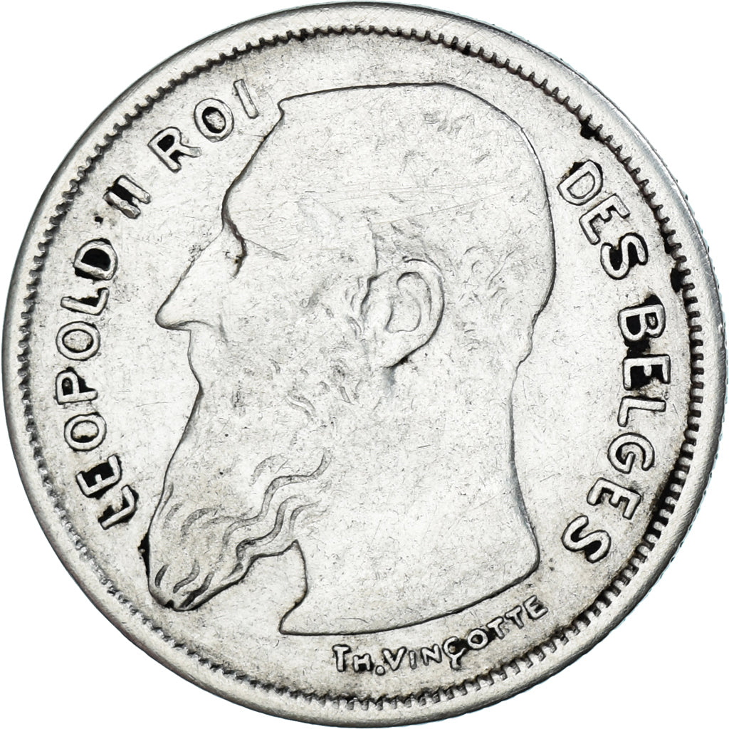Coin, Belgium, Leopold II, 2 Francs, 2 Frank, 1909, EF(40-45), Silver, KM:59