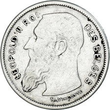 Coin, Belgium, Leopold II, 2 Francs, 2 Frank, 1909, EF(40-45), Silver, KM:59