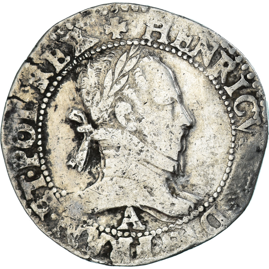 Monnaie, France, Henri III, Franc au Col Plat, 1576, Paris, TB, Argent