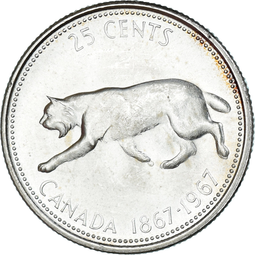 Coin, Canada, Elizabeth II, 25 Cents, 1867-1967, Royal Canadian Mint, Ottawa
