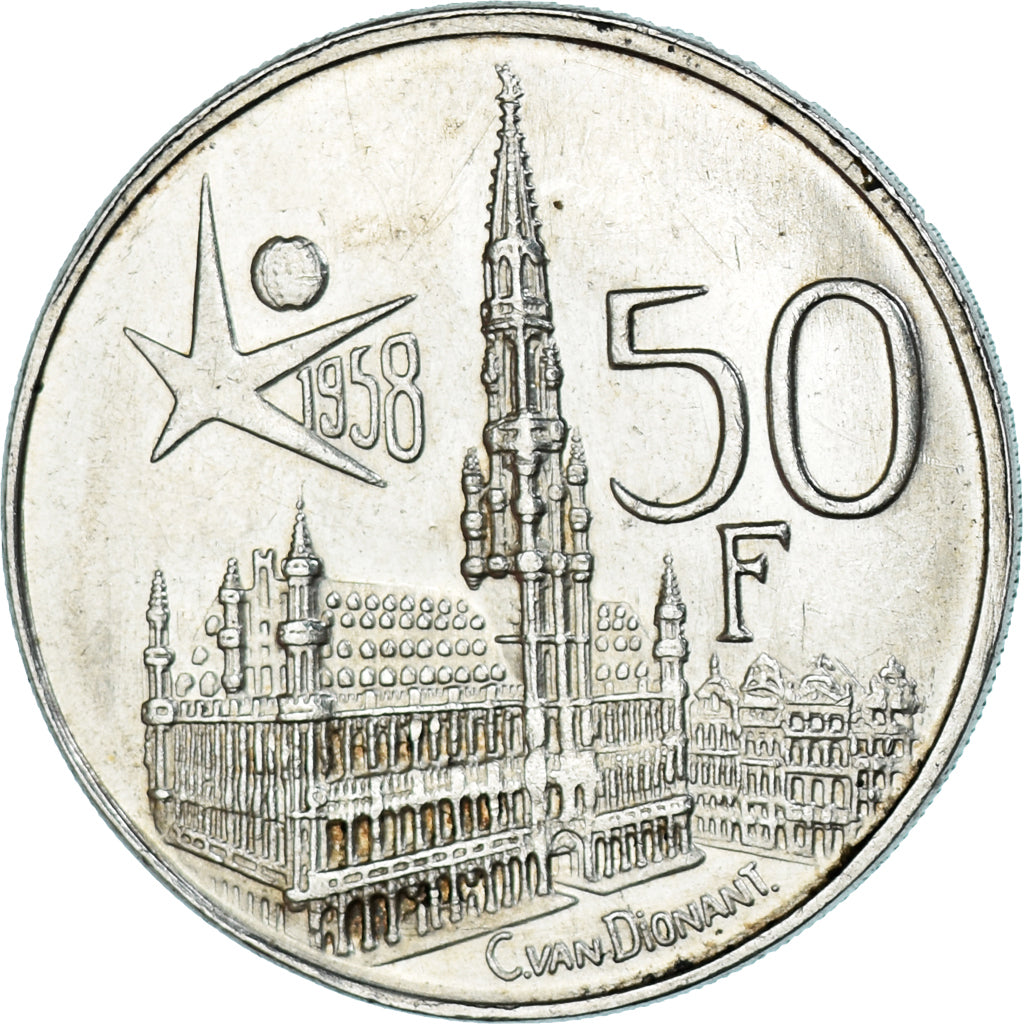 Coin, Belgium, Baudouin I, 50 Francs, 50 Frank, 1958, Brussels, AU(55-58)