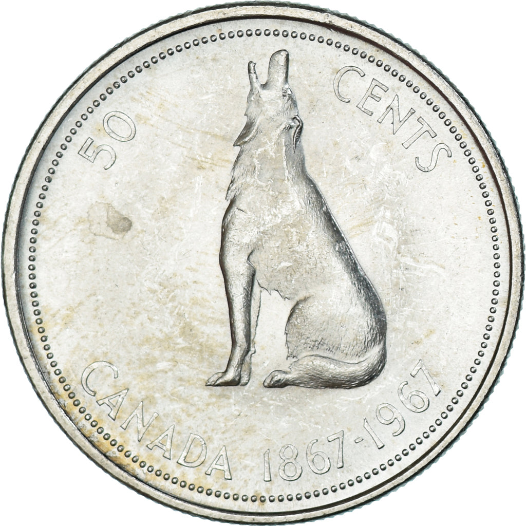 Moneta, Canada, Elizabeth II, 50 Cents, 1867-1967, Royal Canadian Mint, Ottawa