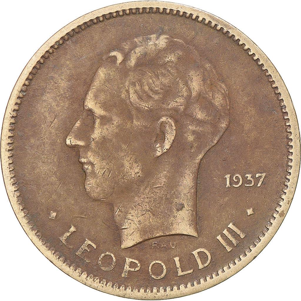 Monnaie, Congo belge, Leopold III, 5 Francs, 1937, TB+, Nickel-Bronze, KM:24