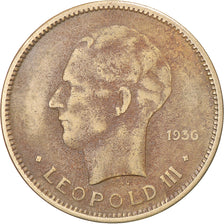 Coin, Belgian Congo, Leopold III, 5 Francs, 1936, VF(30-35), Nickel-Bronze