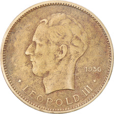 Coin, Belgian Congo, Leopold III, 5 Francs, 1936, VF(30-35), Nickel-Bronze