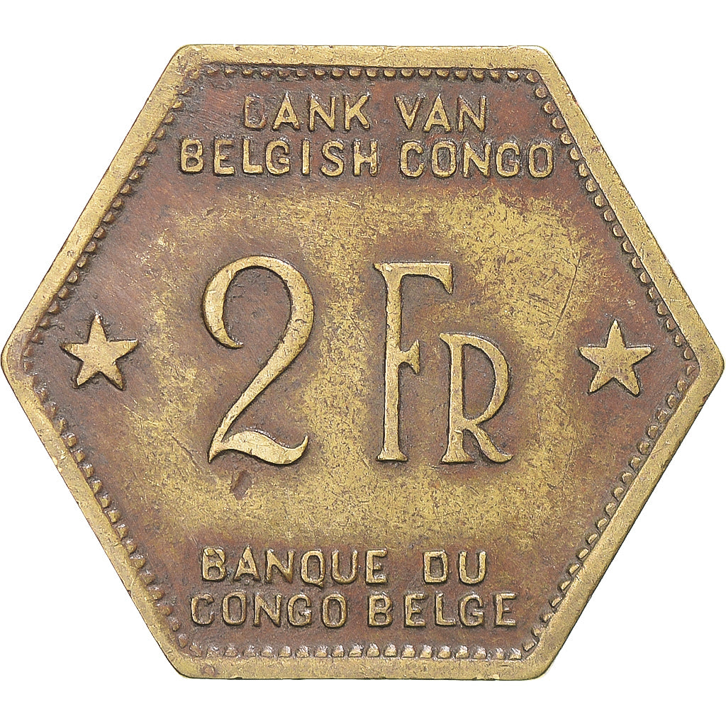 Coin, Belgian Congo, Leopold III, 2 Francs, 1943, Philadelphia, VF(20-25)